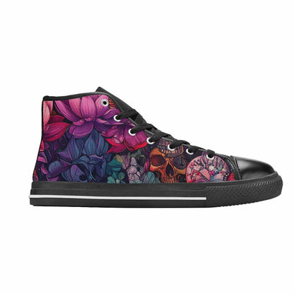 WOMEN'S Lotus Skulls High Top Canvas Cottagecore Sneakers