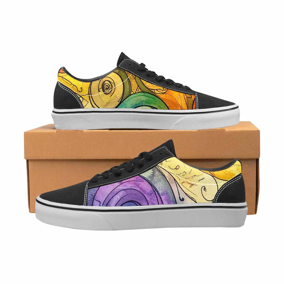WOMEN'S Tie Lace-Up Canvas Melting Art Custom Sneakers