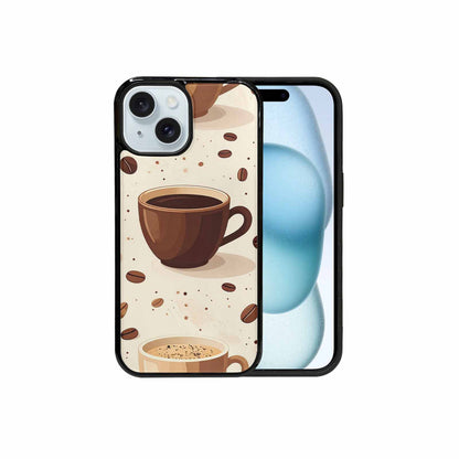iPhone 15 Case — Coffee Cup And Bean Pattern Seamless, Unique Phone Case Design