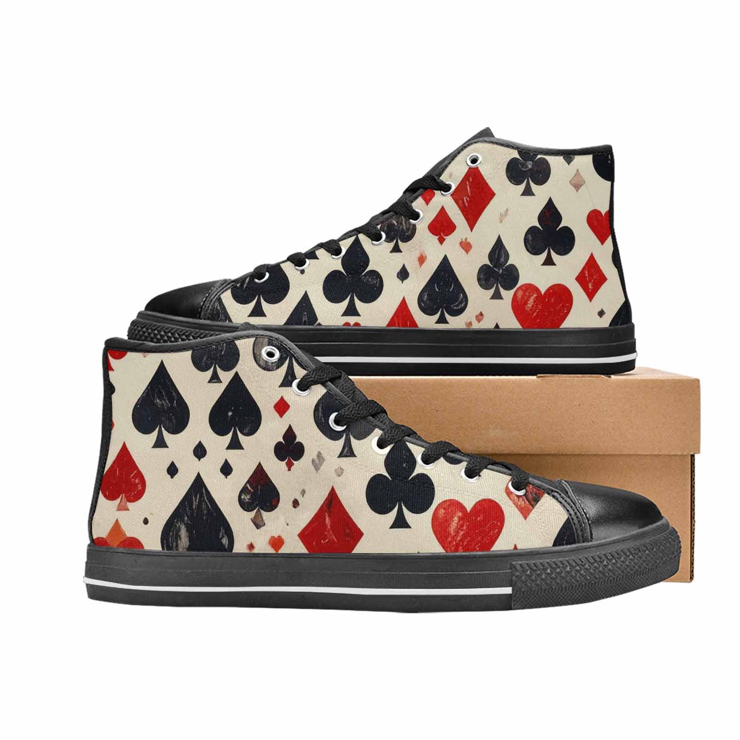 WOMEN'S Playing Card Suit High Top Canvas Vivid Custom Sneakers