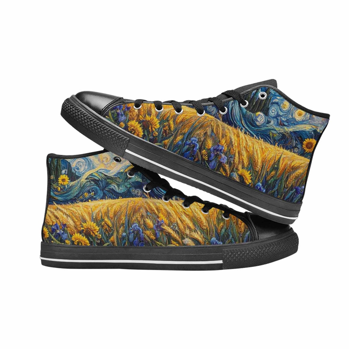 MEN'S Van Gogh-Style Swirl High Top Canvas Vibrant Chaos Shoes