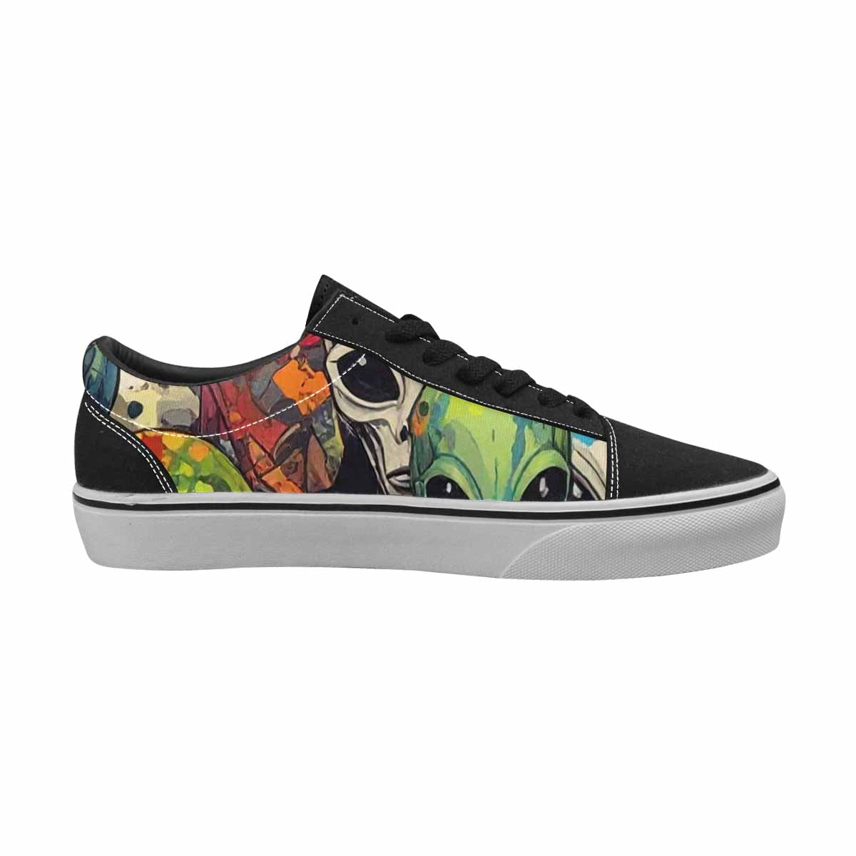 WOMEN'S Aliens × Camo Aliens Lace-Up Canvas Vibrant Chaos Custom Sneakers