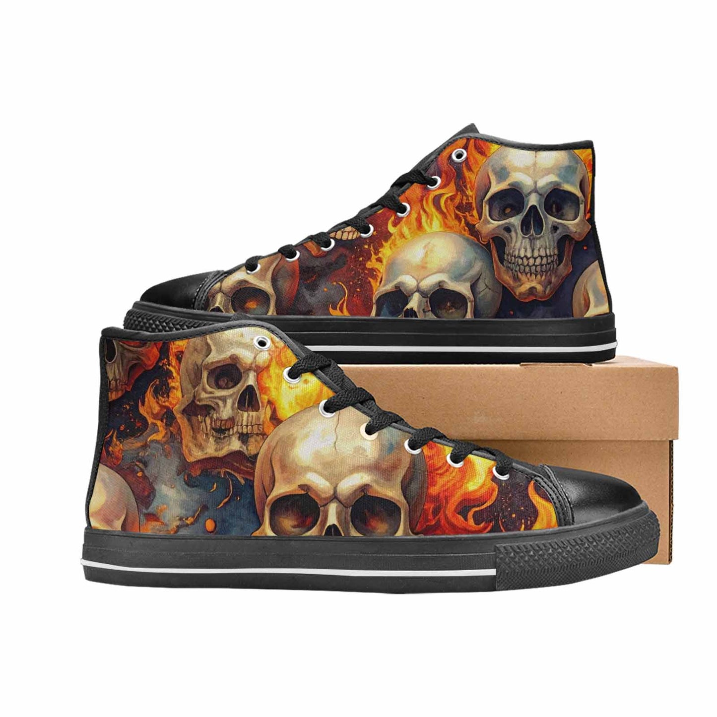 MEN'S Skulls - Flaming High Top Canvas Dark Academia Sneakers