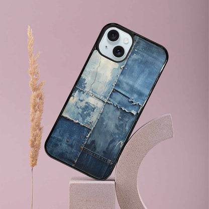iPhone 15 Plus Case — Denim Distressed Textures Print Edge To, Custom Print Case Cover