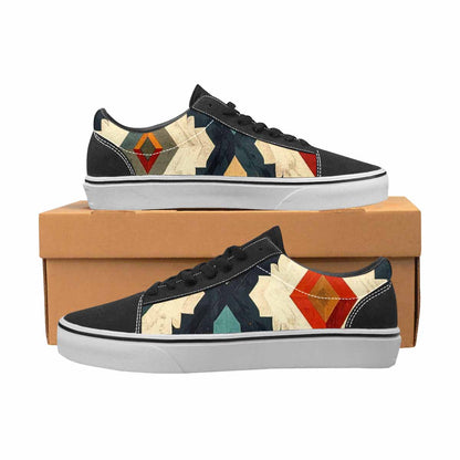 WOMEN'S Southwestern Geometric Diamond Canvas Lace-Up Dark Academia Custom Sneakers