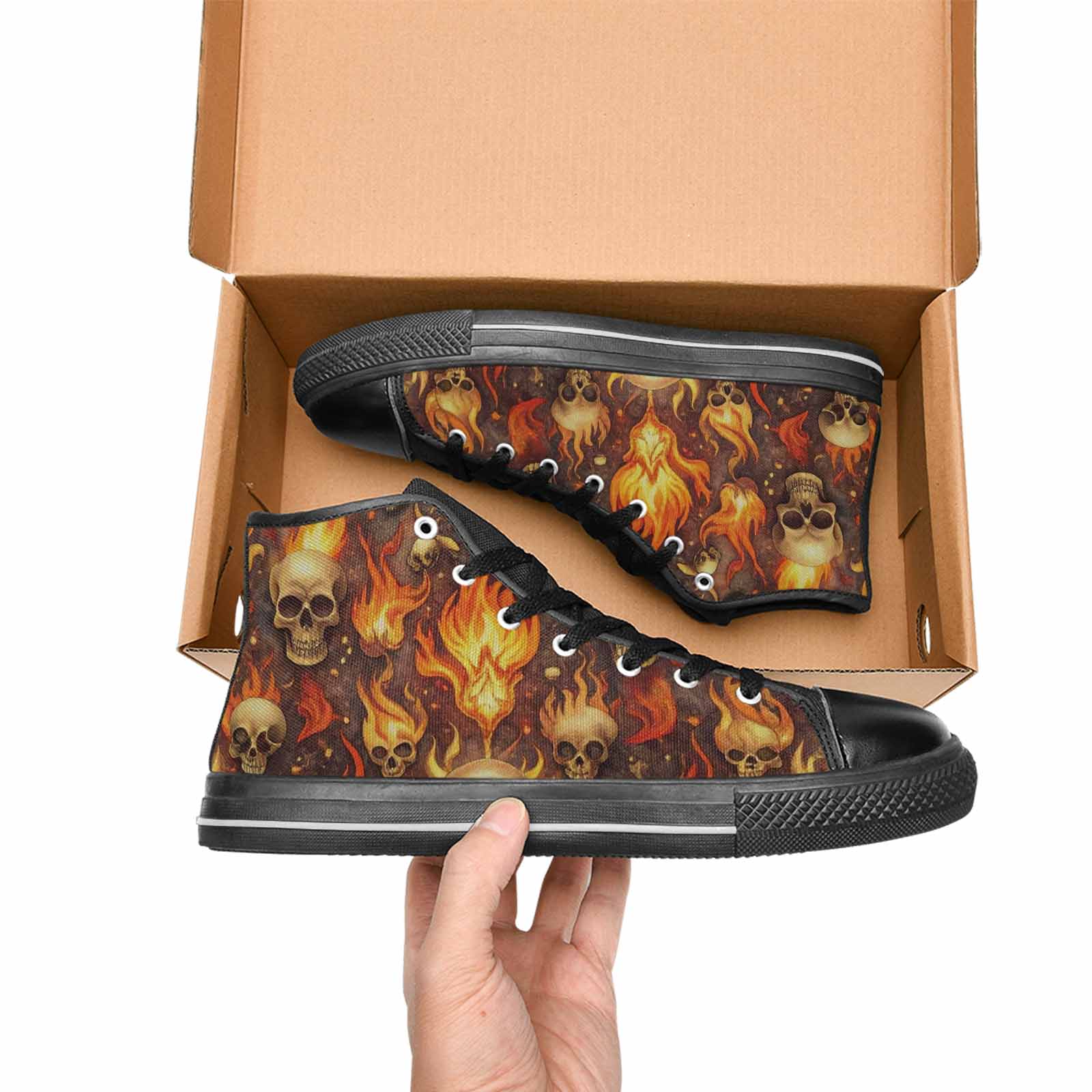 MEN'S Skulls - Flaming High Top Canvas Y2K Sneakers