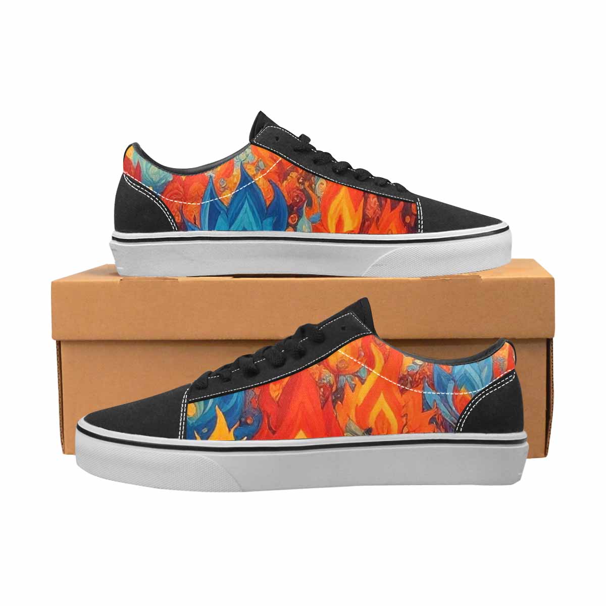 WOMEN'S Flame Burst Lace-Up Canvas Grunge Shoes