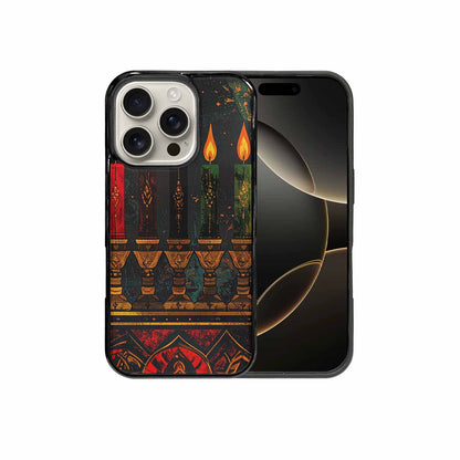 iPhone 16 Pro Case — Kwanzaa Kinara Pattern Seamless Repeat African, Customized Protective Case