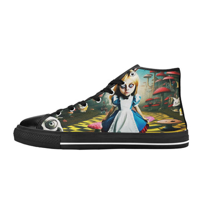 WOMEN'S Creepy Art 2 High Top Canvas Vibrant Chaos Custom Sneakers