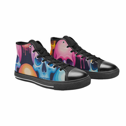 WOMEN'S Dripping Candy Skulls High Top Canvas Grunge Custom Shoes