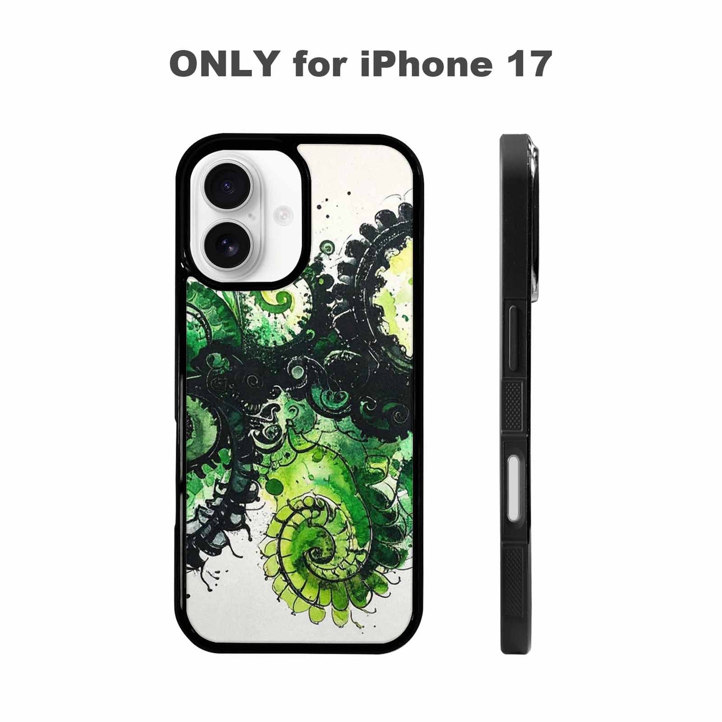iPhone 17 Case — Black &amp; Green Ink Tie Dye, Unique Phone Case Design