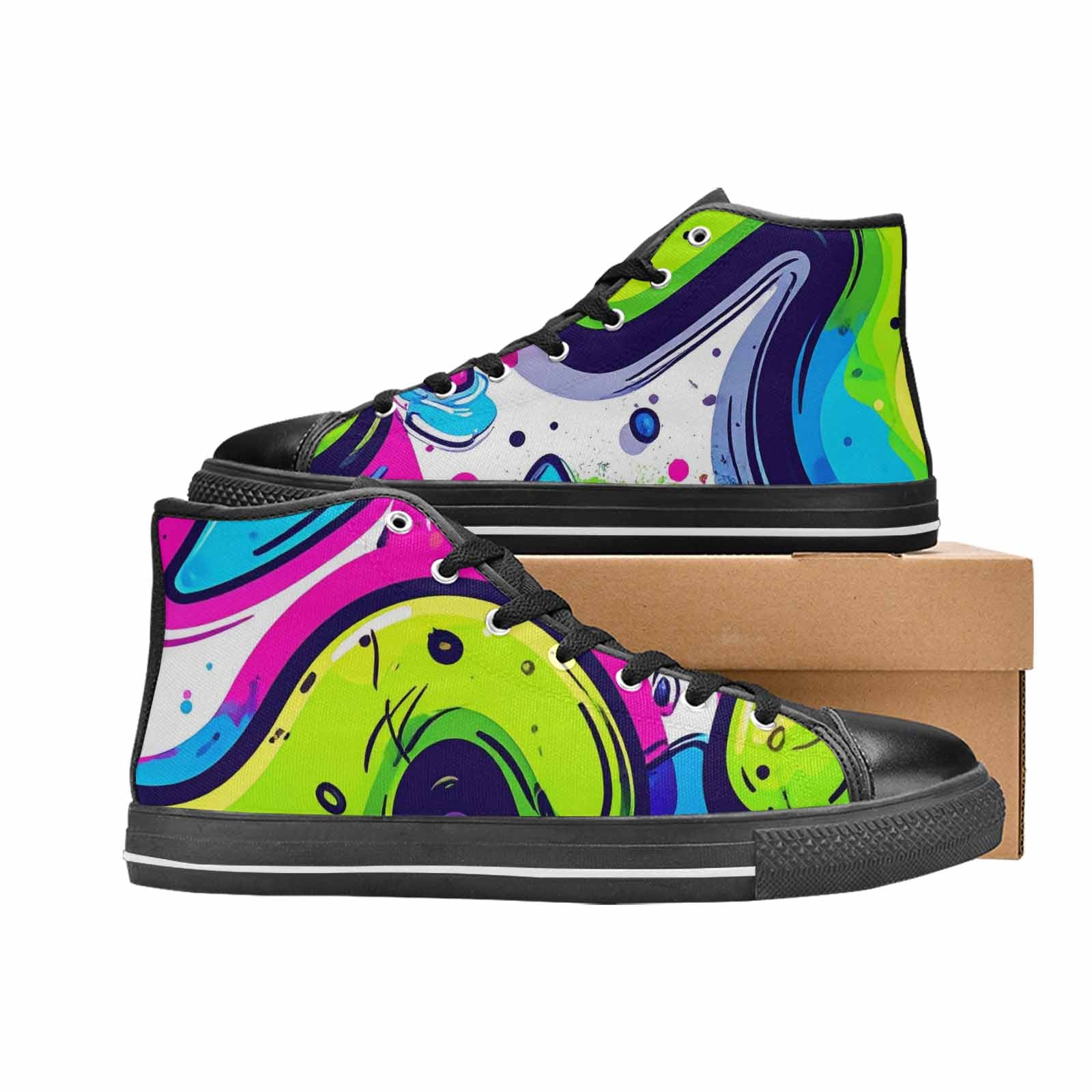 WOMEN'S Acid Wash Cartoon High Top Canvas Dark Academia Shoes