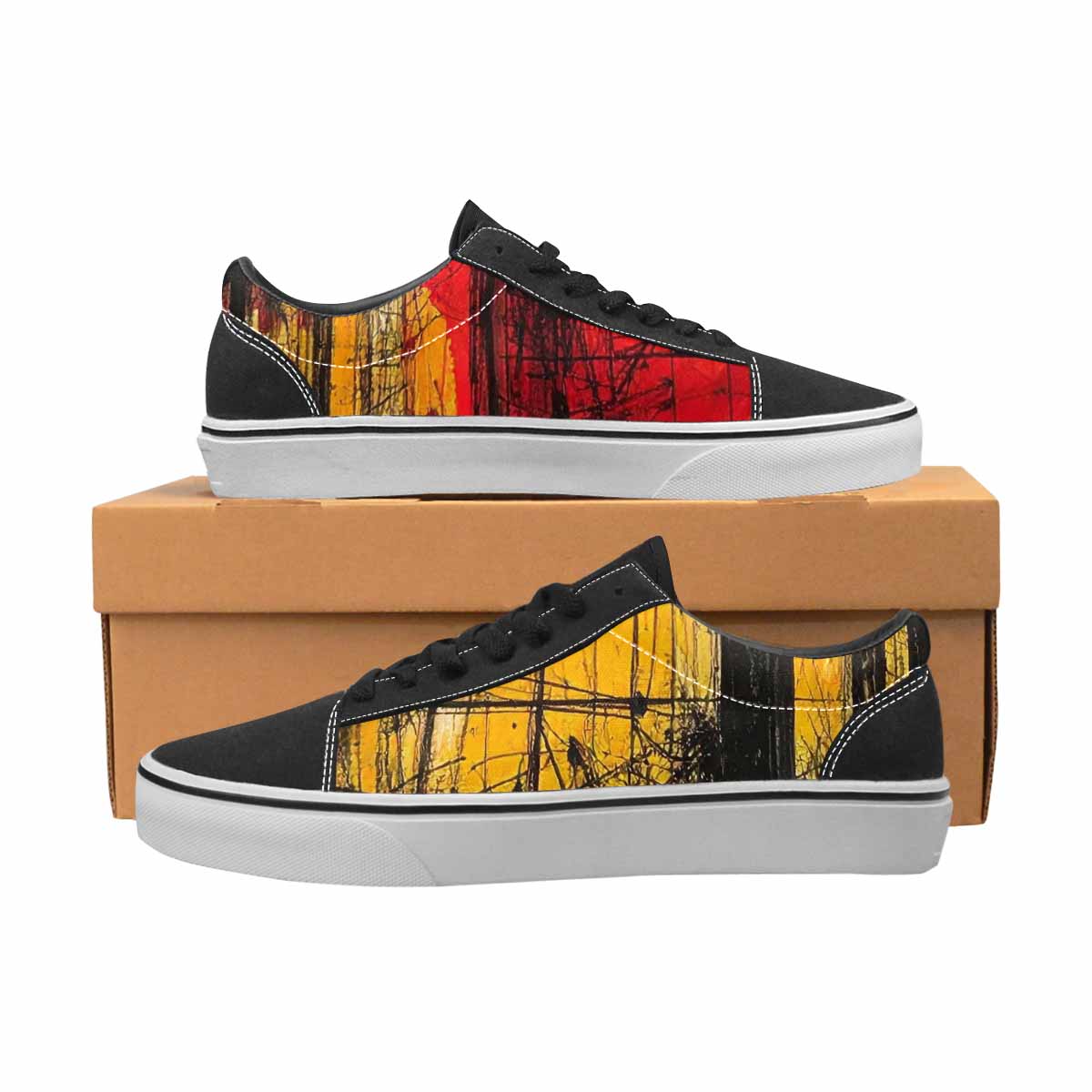MEN'S Liminal Black & Red Ink Canvas Personalized Surreal Custom Sneakers