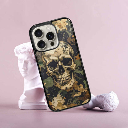 iPhone 16 Pro Case — Military Camo Skull Custom, Personalized Phone Case