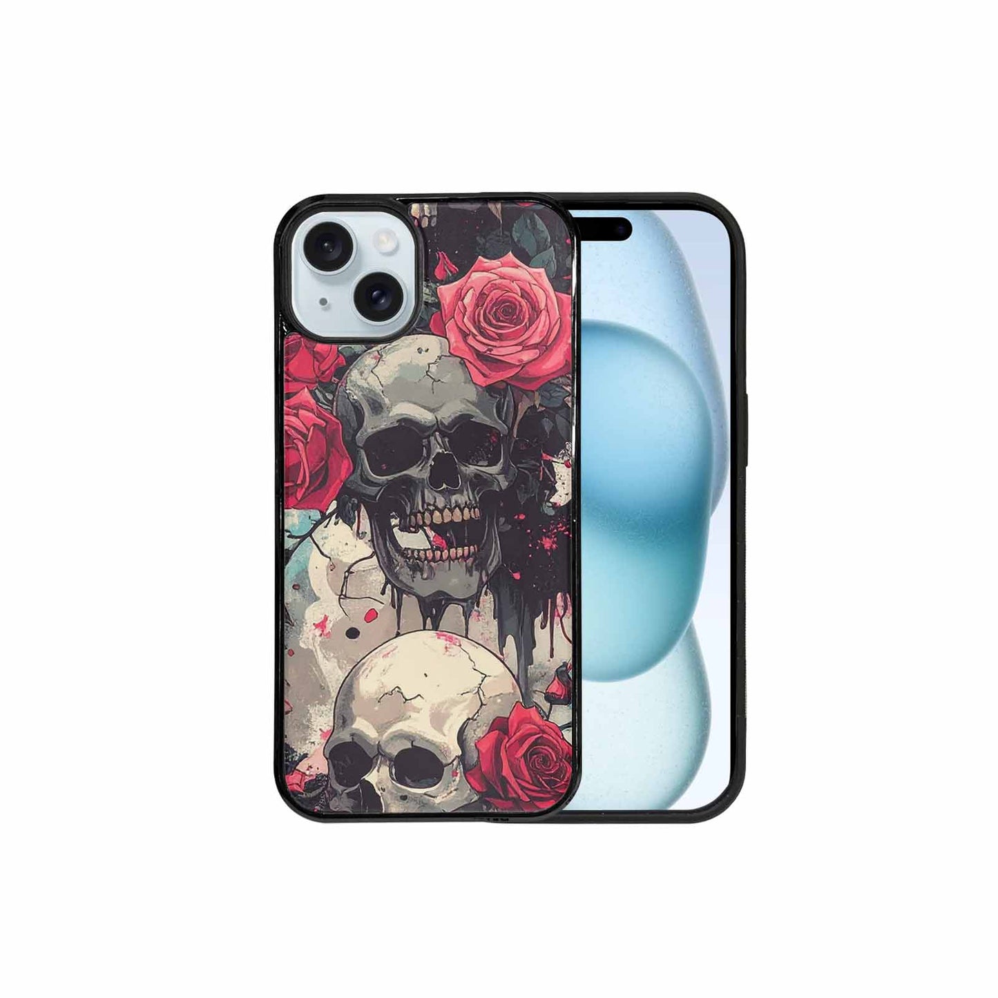 iPhone 15 Plus Case — Skulls And Roses Skulls And Roses, Customized Protective Case