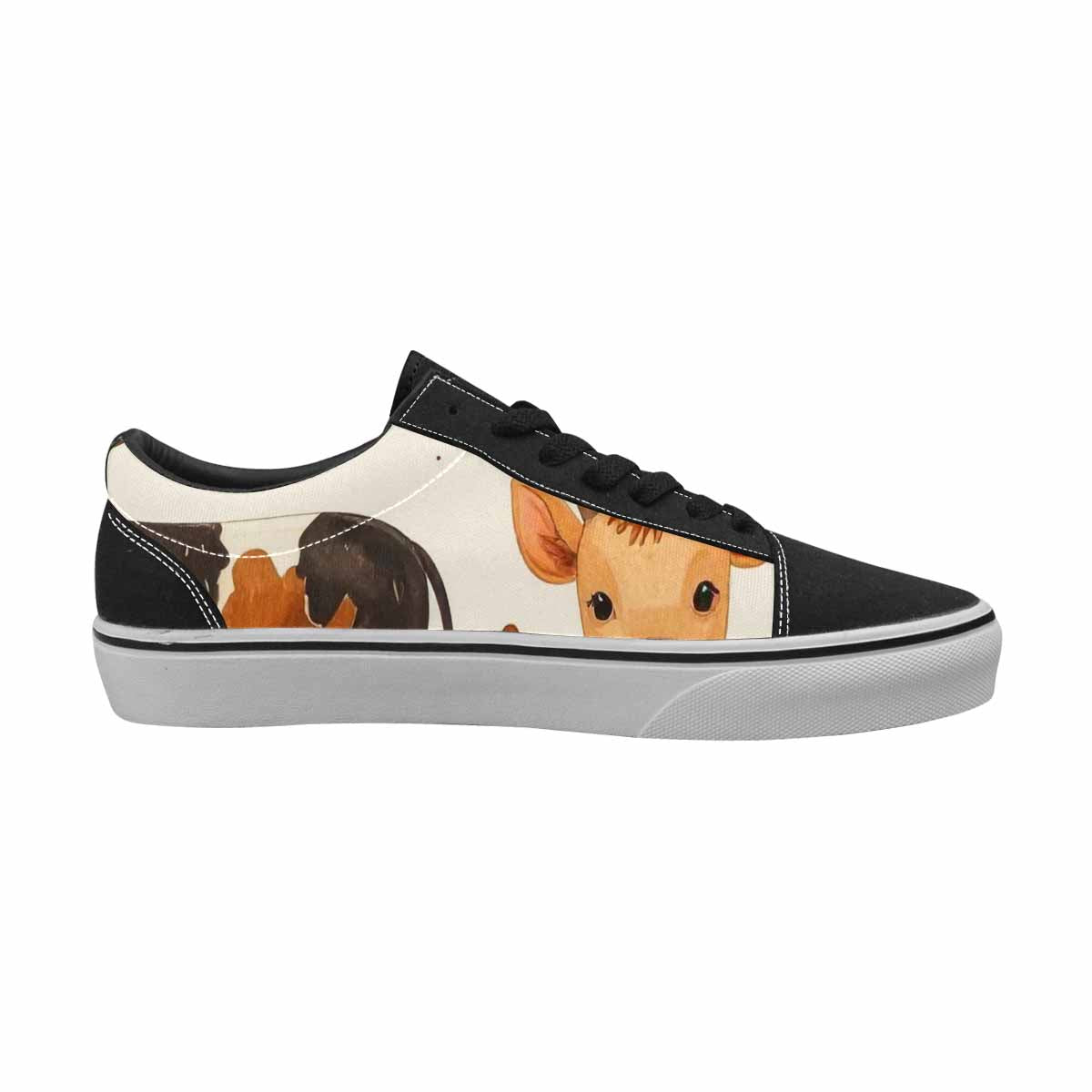 WOMEN'S Cow Animal Print Canvas Lace-Up Neon Fantasy Sneakers