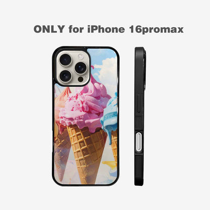 iPhone 16 Pro Max Case — Collage Of Overlapping Waffle Cone Icecream, Custom Art Phone Cover
