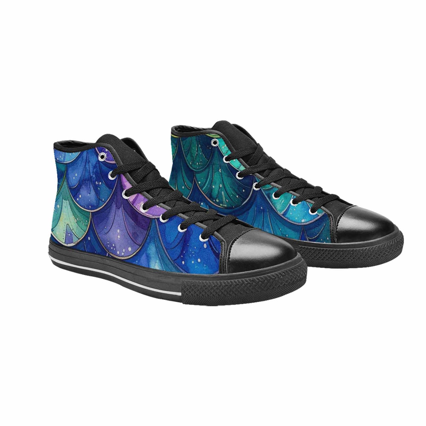 MEN'S Mermaid Scale High Top Canvas Y2K Custom Sneakers
