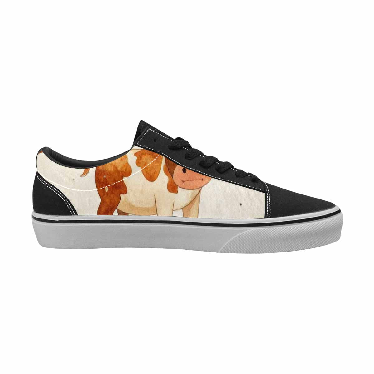 MEN'S Cow Animal Print Canvas Lace-Up Surreal Custom Sneakers