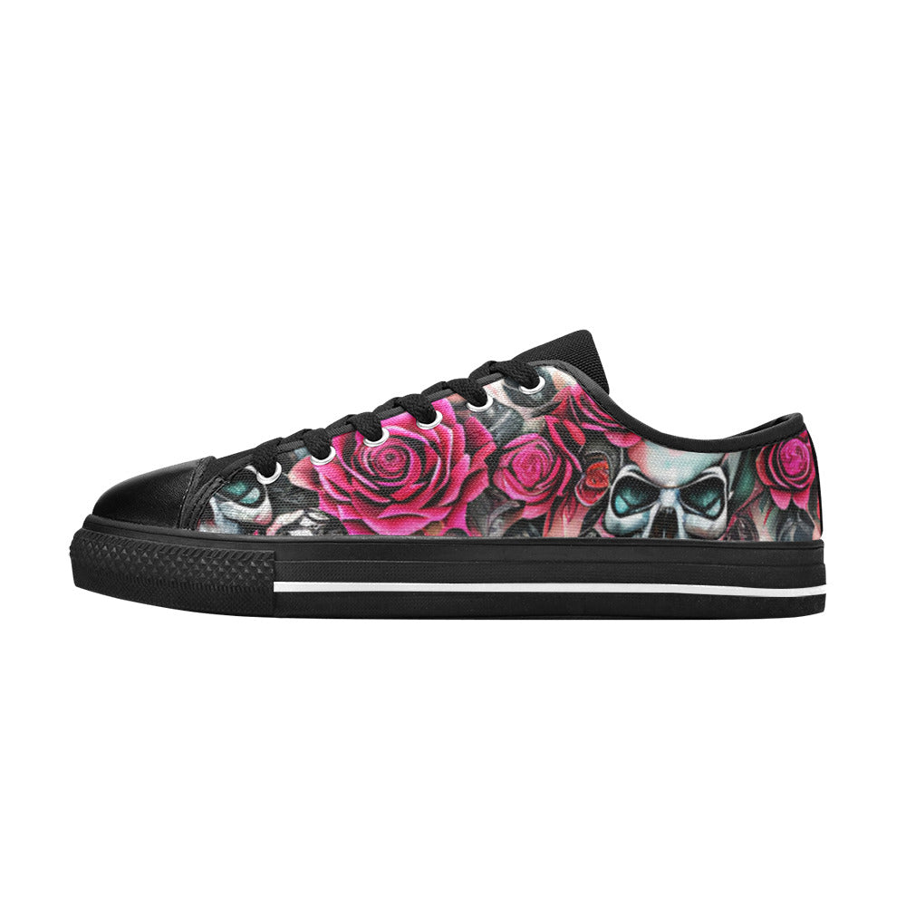 WOMEN'S Skulls Roses Deluxe 2 Canvas Vibrant Chaos Shoes