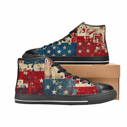 MEN'S American Flag Stars High Top Canvas Neon Fantasy Custom Sneakers