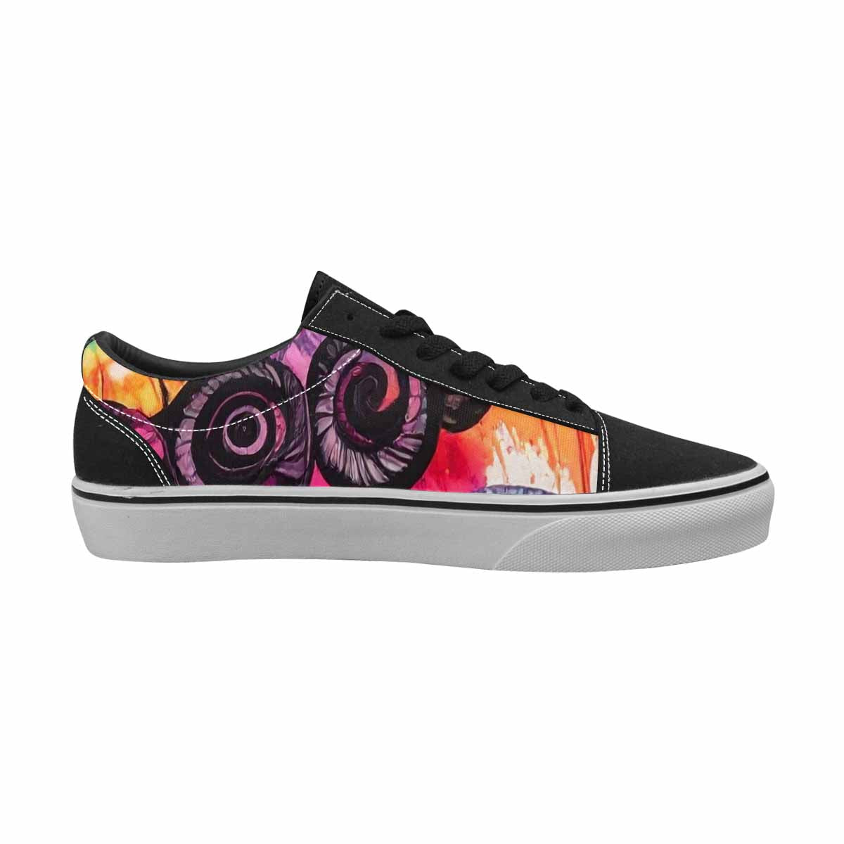 MEN'S Tie Dye Black & Pink Ink Canvas Bold Print Kaleidoscope Handmade Custom Shoes