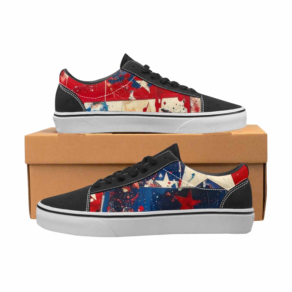WOMEN'S Patriotic Stars Stripes Lace-Up Canvas Surreal Shoes
