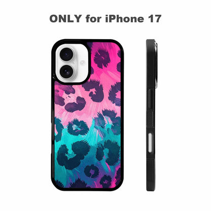 iPhone 17 Case — Leopard Neon Pink Teal Airbrush Animal, Custom Made Phone Cover
