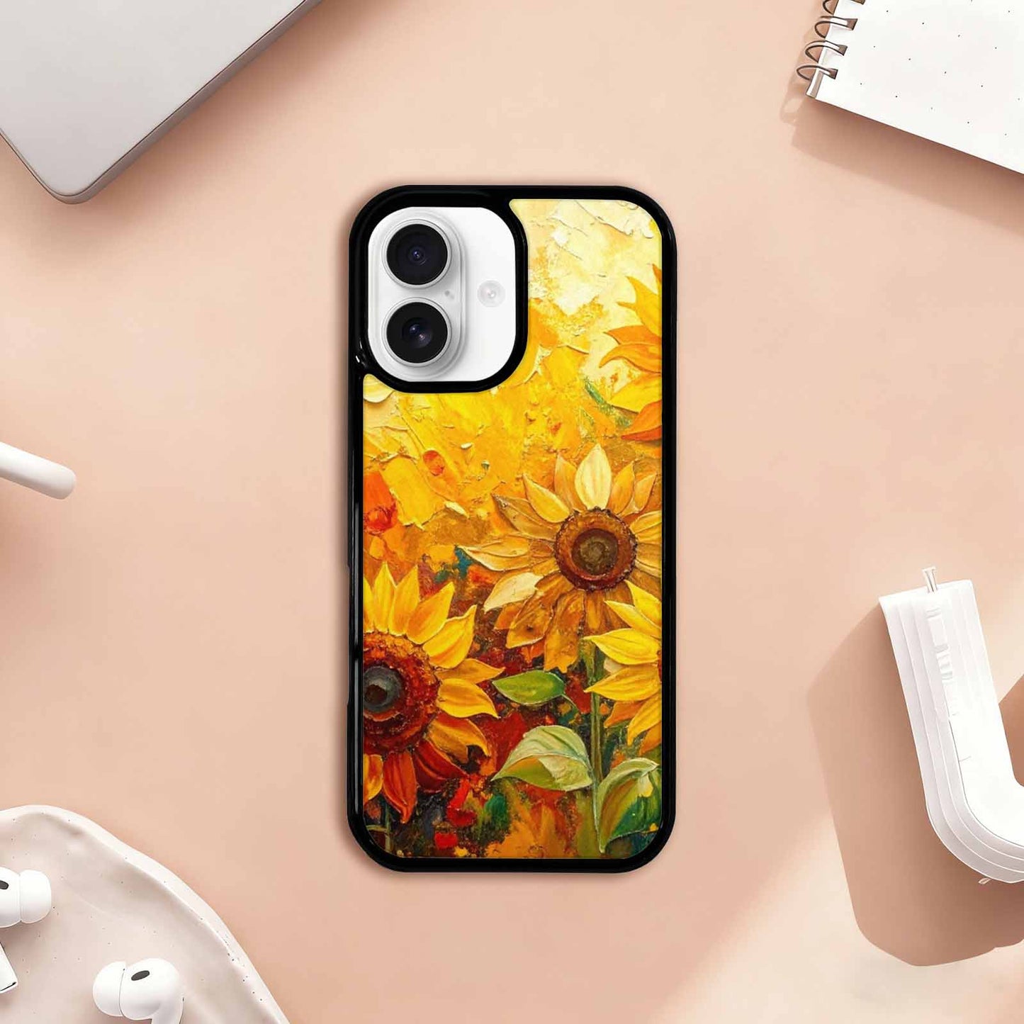 iPhone 17 Case — Impressionist Sunflower Brushstroke Pattern Floral, Custom Print Case Cover