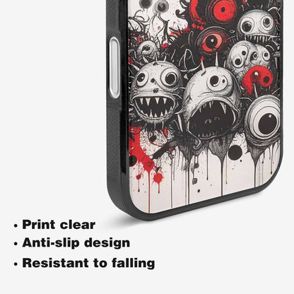 iPhone 16 Plus Case — Multi Eye Monster Black Red Ink, Personalized Phone Case