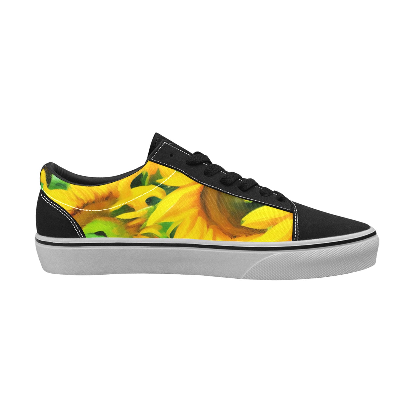 WOMEN'S Sunflowers Art Low Top Skateboarding Grunge Custom Sneakers