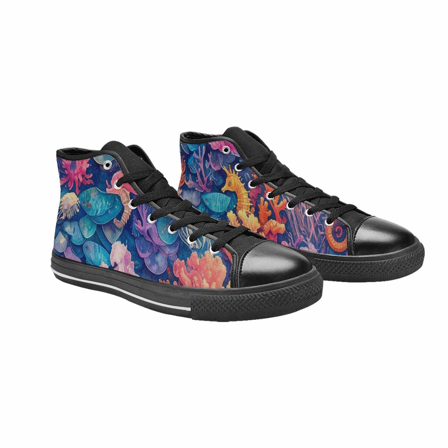 MEN'S Fish Scale Coral High Top Canvas Surreal Custom Sneakers