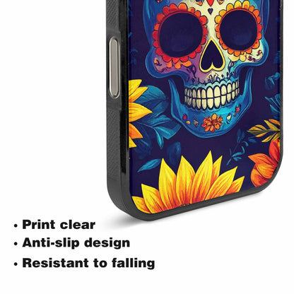 iPhone 16 Pro Max Case — Sunflower Skulls Print, Custom Print Case Cover