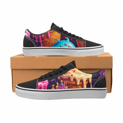 WOMEN'S Melting Ice Cream Monster Lace-Up Canvas Wallpaper Art Sneakers