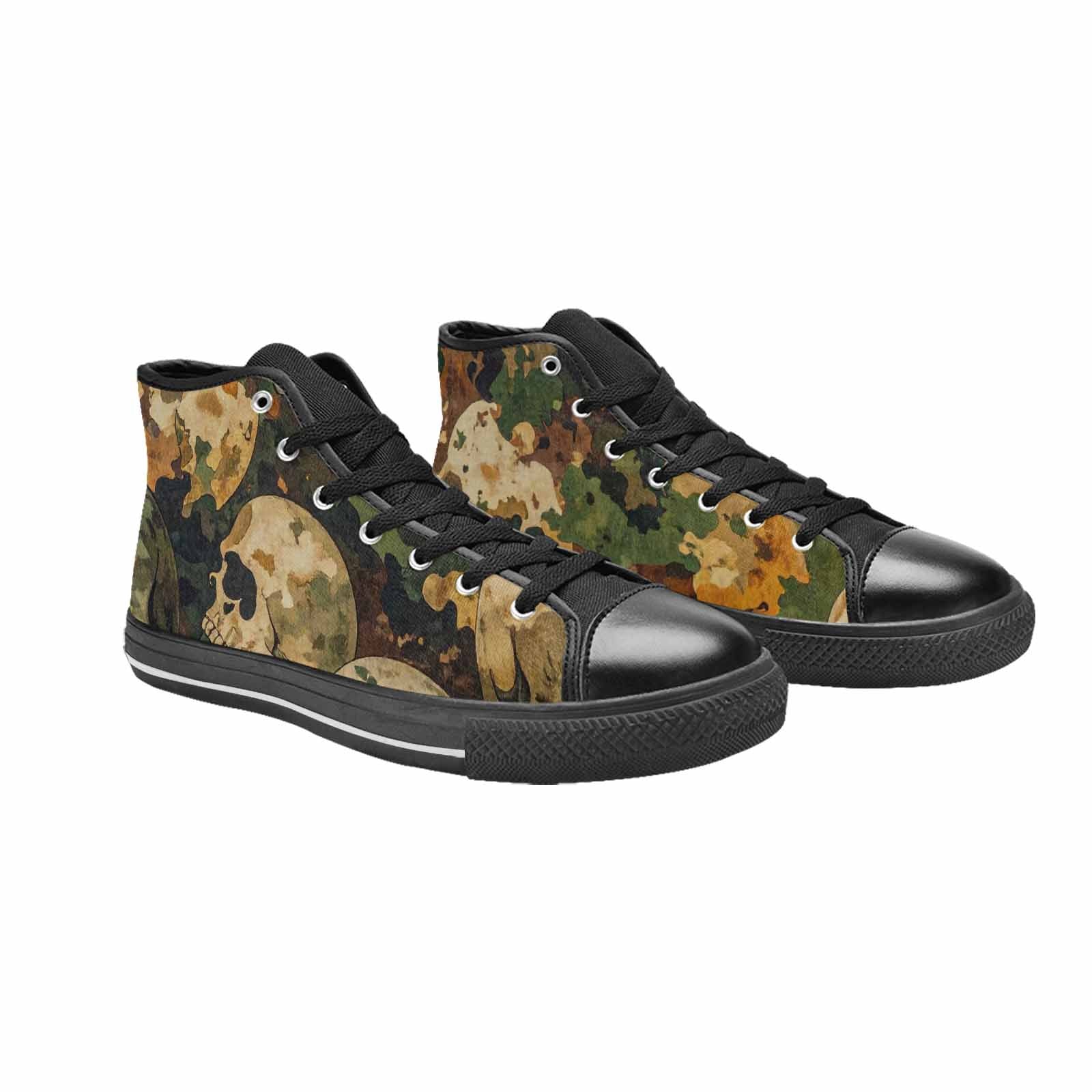 MEN'S Military Camo Skull High Top Canvas Wallpaper Art Sneakers