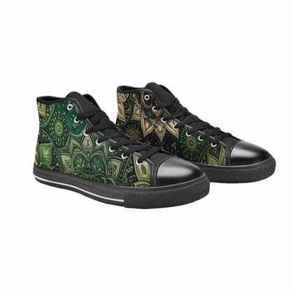 WOMEN'S Mandala High Top Canvas Neon Fantasy Shoes