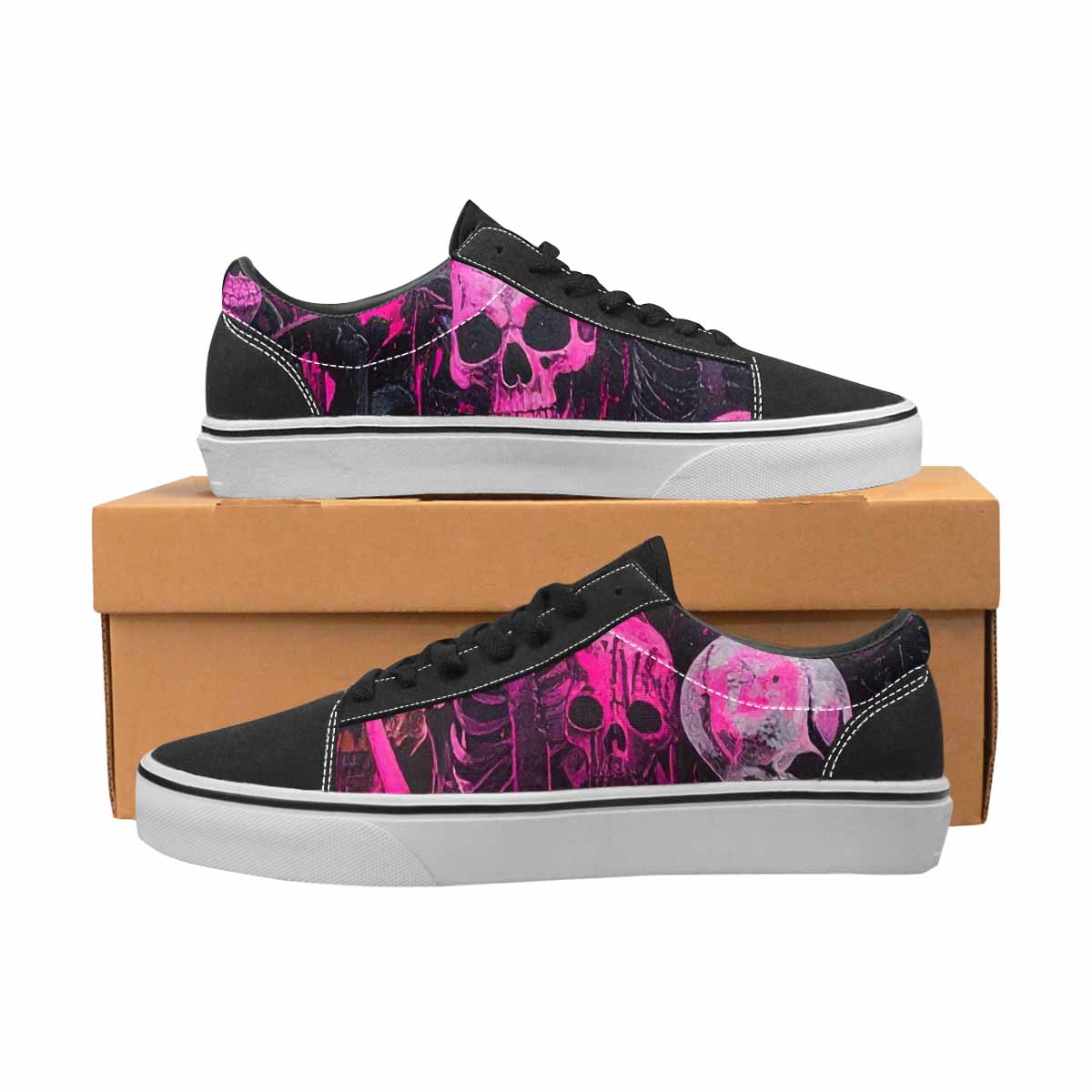 WOMEN'S Skeletons  Neon Pink Lace-Up Canvas Y2K Shoes