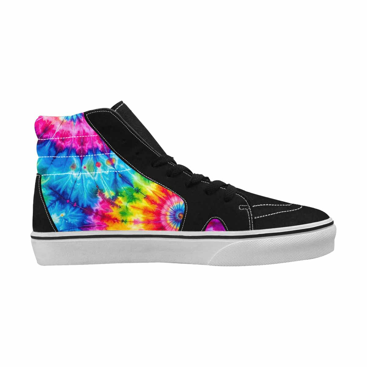 WOMEN'S Tie Dye Acid Wash Color High Top Canvas Vibrant Chaos Custom Sneakers