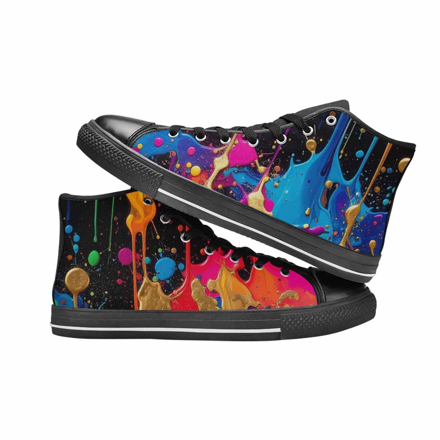 MEN'S Paint Splatter High Top Canvas Cottagecore Sneakers
