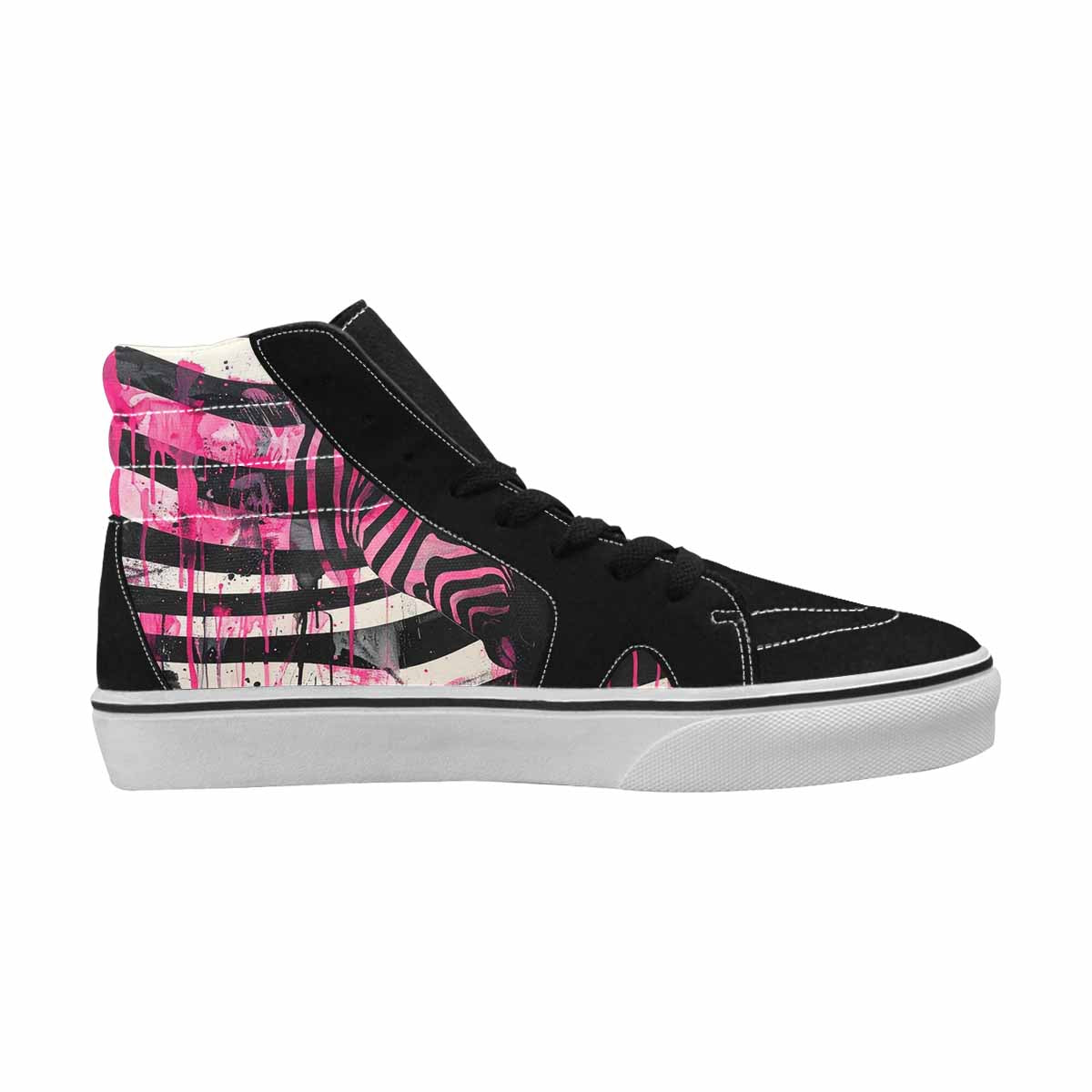 MEN'S Zebra Stripe Burst High Top Canvas Wallpaper Art Sneakers