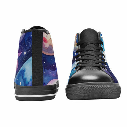 WOMEN'S Cartoon Eyeballs Galaxy High Top Canvas Vivid Custom Sneakers