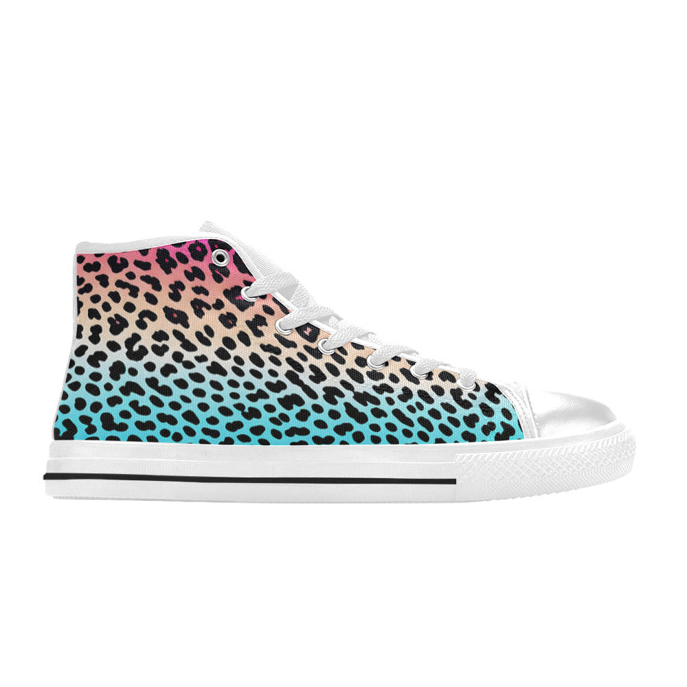 MEN'S Gradient Leopard Print Men’S High Top Canvas Grunge Custom Shoes
