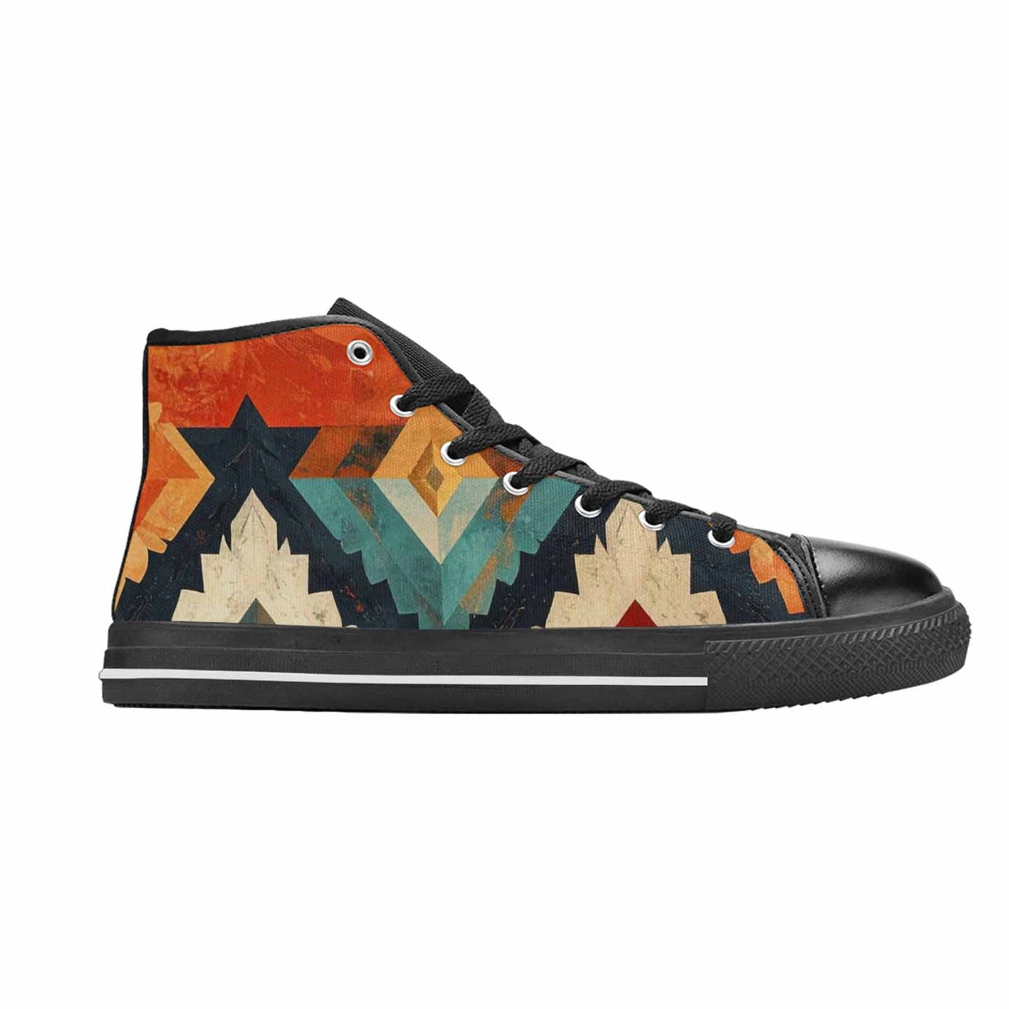MEN'S Southwestern Geometric Diamond High Top Canvas Vibrant Chaos Sneakers