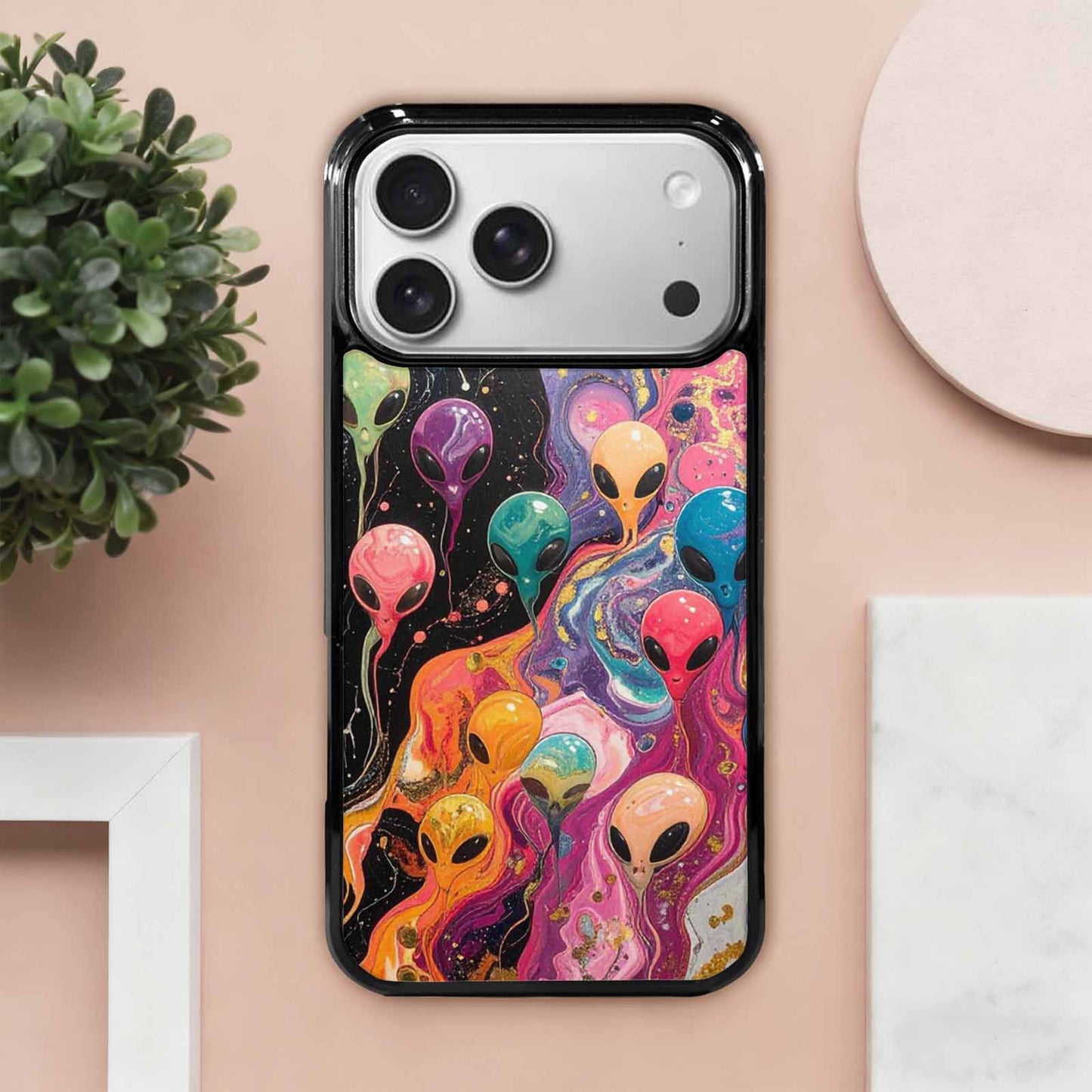 iPhone 17 Pro Max Case — Aliens Marblealiens Pattern Alien Scifi, Custom Designed Case Cover