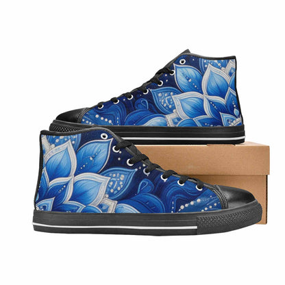 MEN'S Boho Mandala High Top Canvas Neon Fantasy Custom Sneakers
