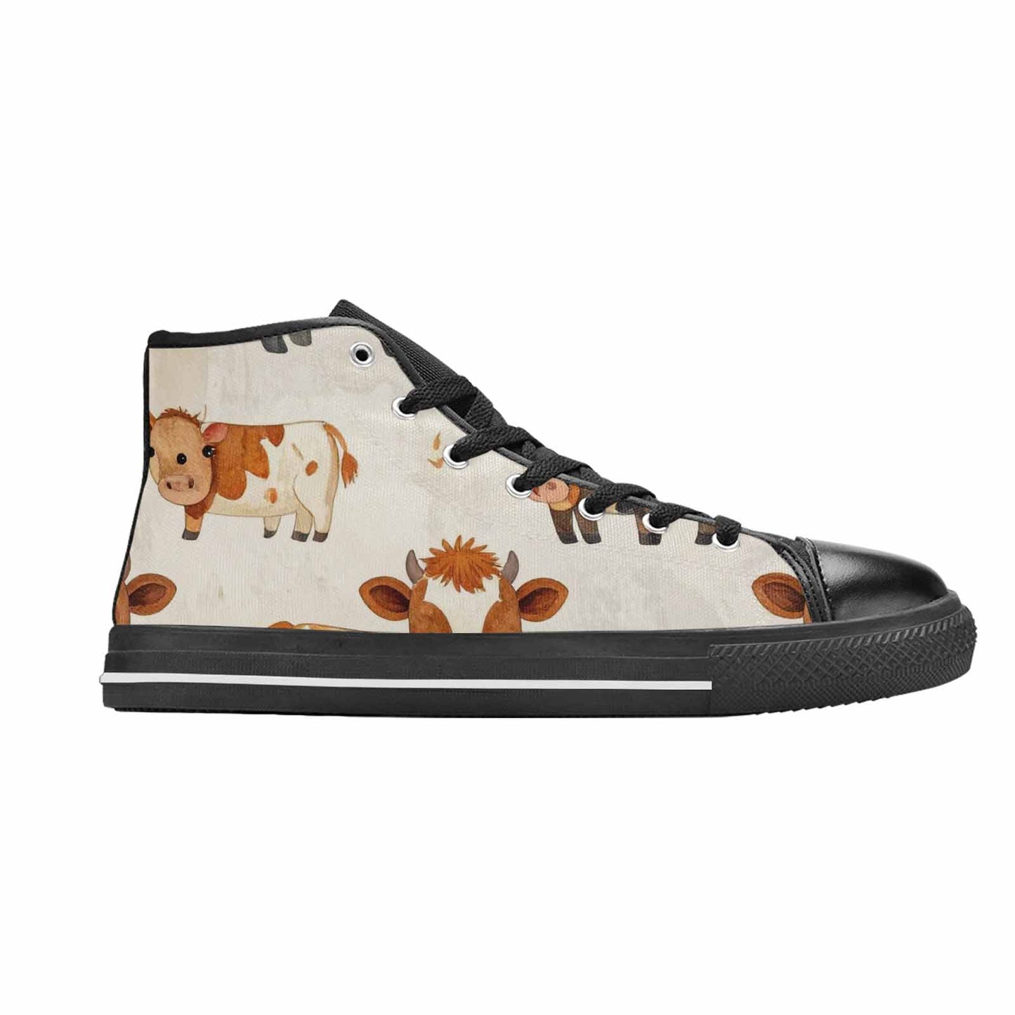 MEN'S Cow Animal Print High Top Canvas Neon Fantasy Sneakers