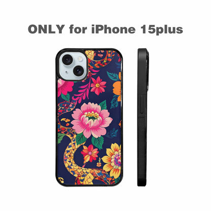 iPhone 15 Plus Case — Floral Snake Print Custom, Custom Print Case Cover