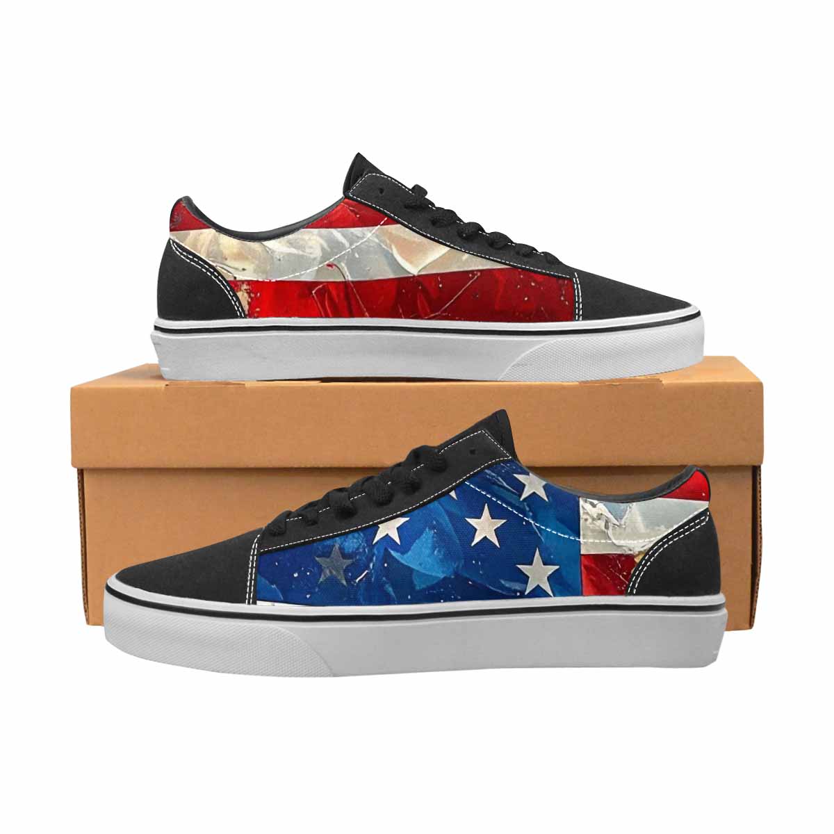 MEN'S American Flag Stars Canvas Lace-Up Neon Fantasy Custom Sneakers