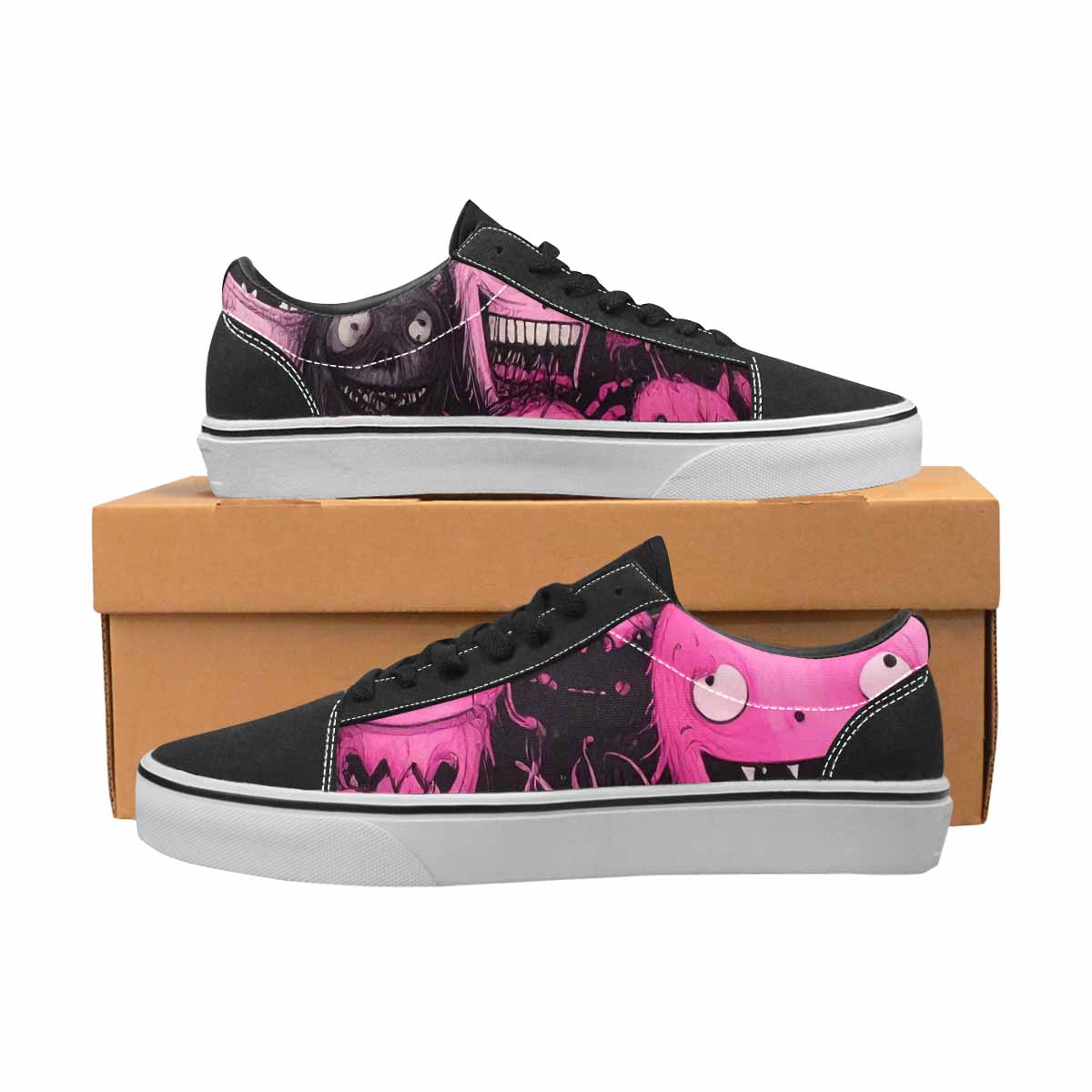 WOMEN'S Monsters (general) Lace-Up Canvas Melting Art Sneakers
