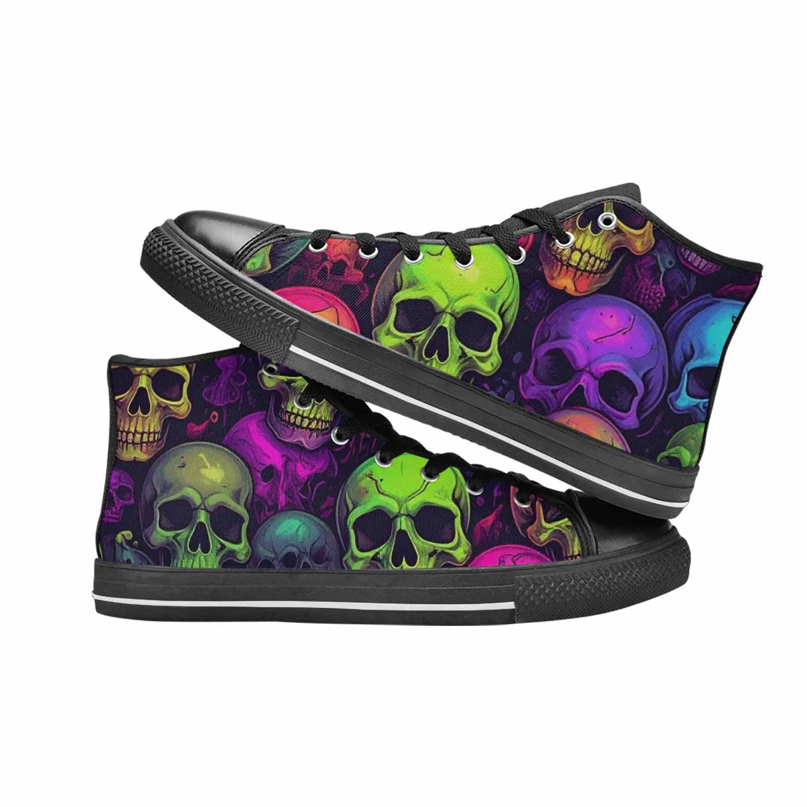 WOMEN'S Skulls - Neon High Top Canvas Cottagecore Shoes